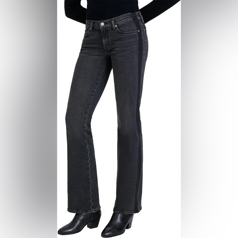 7 For All Mankind Belle Black Shadow Stripe Original Bootcut Jeans